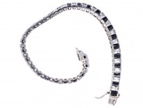 Art Deco Silver Black & White Faceted Paste Bracelet