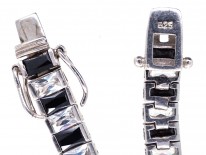Art Deco Silver Black & White Faceted Paste Bracelet