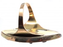 Georgian 15ct Gold, Large Navette Shaped Ring with Blue Enamel & Rose Diamond Rose Motif