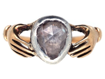 Georgian Hands & Heart Rose Fede Diamond Ring