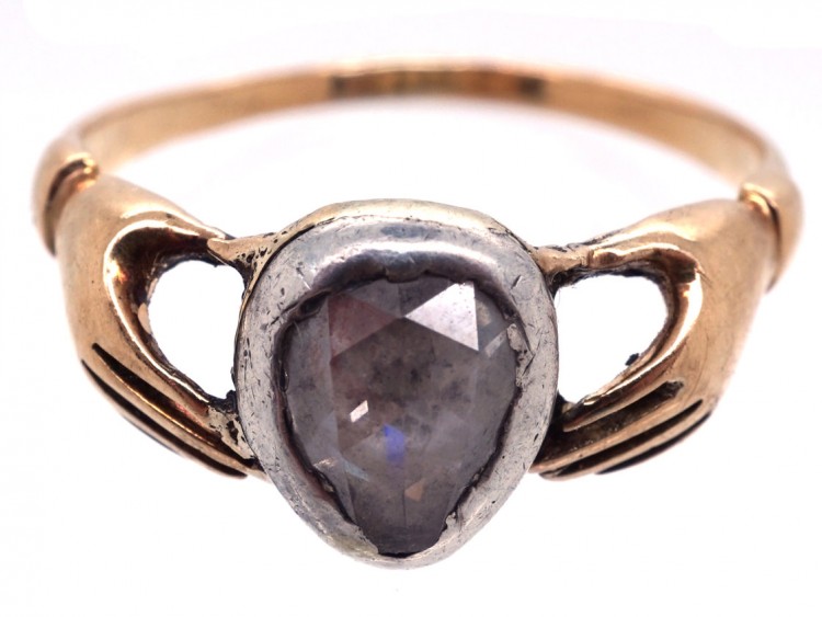 Georgian Hands & Heart Rose Fede Diamond Ring