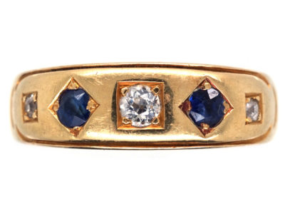 Victorian 18ct Gold, Sapphire & Diamond Gypsy Ring
