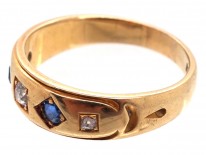 Victorian 18ct Gold, Sapphire & Diamond Gypsy Ring