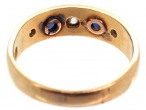 Victorian 18ct Gold, Sapphire & Diamond Gypsy Ring