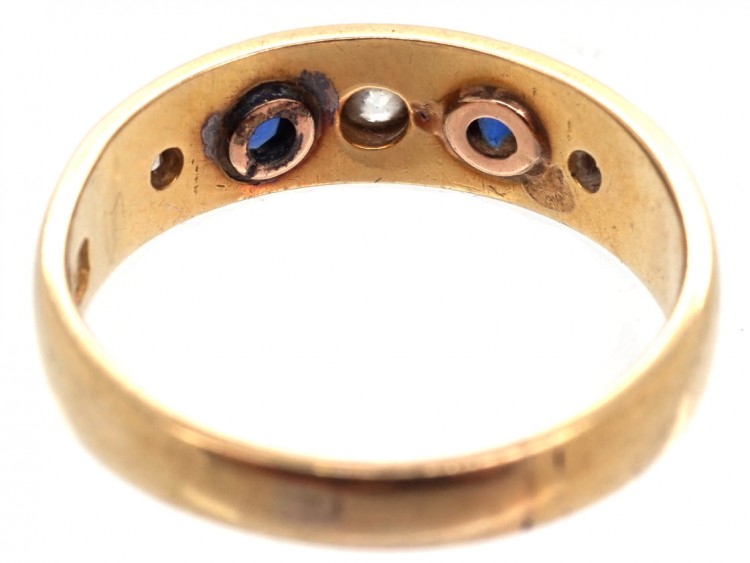 Victorian 18ct Gold, Sapphire & Diamond Gypsy Ring