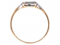 Art Deco 18ct Gold ​& Platinum, Emerald ​& Diamond Ring