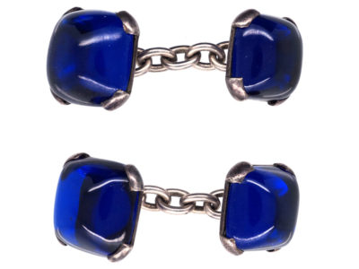 Silver & Blue Synthetic Sapphire Cufflinks