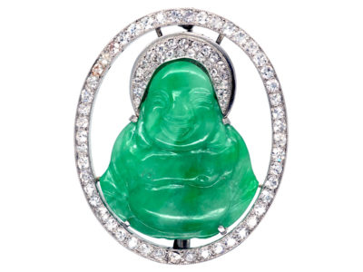 Art Deco Jade & Diamond Buddha Brooch Art Deco Jade & Diamond Buddha Brooch