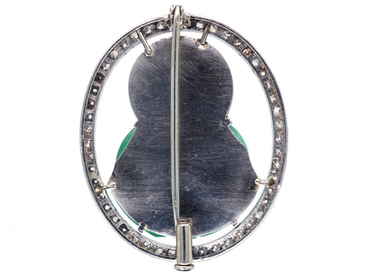 Art Deco Jade & Diamond Buddha Brooch