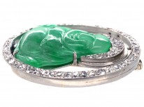 Art Deco Jade & Diamond Buddha Brooch