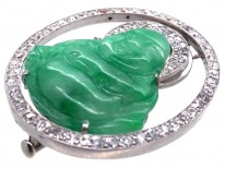 Art Deco Jade & Diamond Buddha Brooch