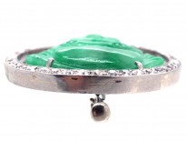 Art Deco Jade & Diamond Buddha Brooch
