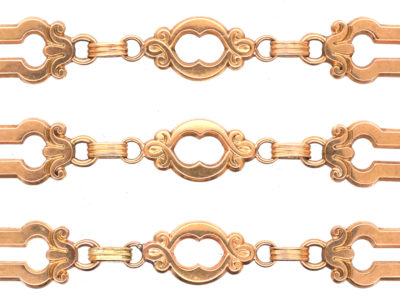 Early 19th Century 18ct Gold Long Guard Chain with Ornate Links
