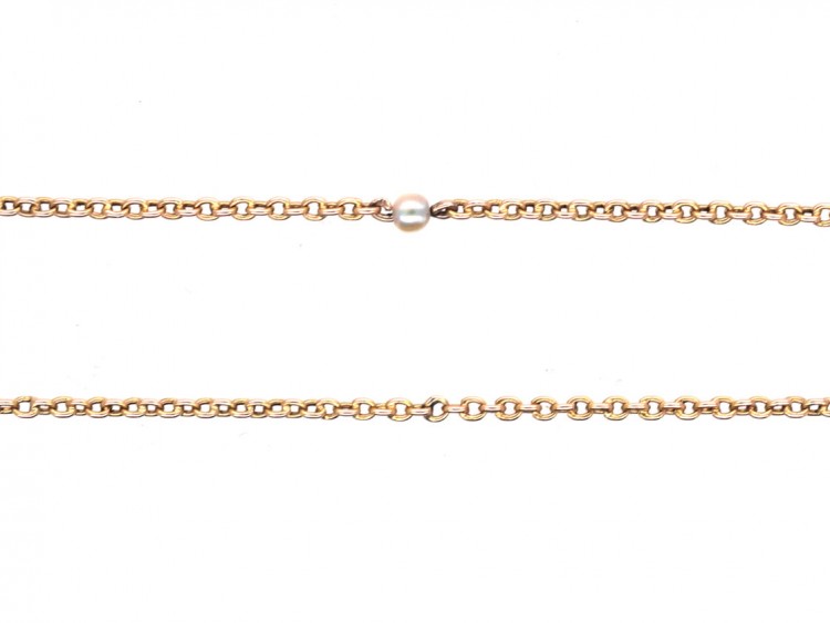 Edwardian 18ct Gold & Natural Pearls Chain