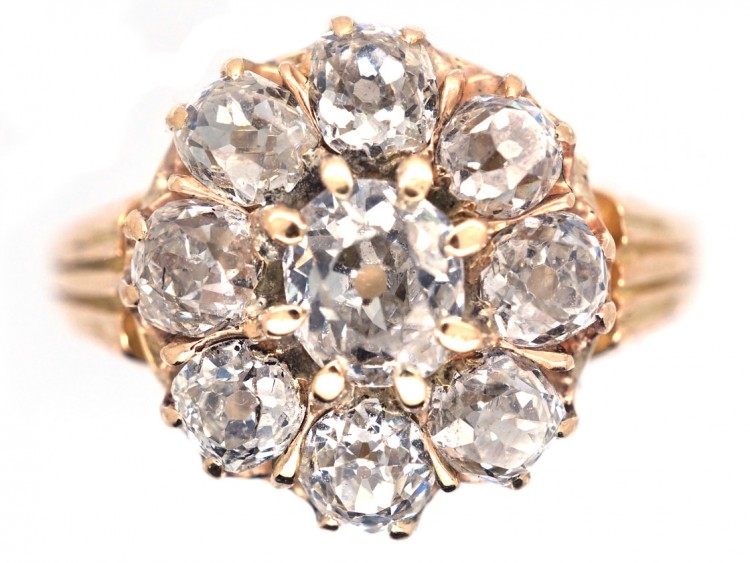 Victorian 18ct Gold Diamond Cluster Ring