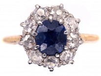 Art Deco Sapphire & Diamond Cluster Ring