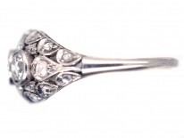 Art Deco Diamond Three Stone Diamond Boat Shaped Ring