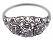 Art Deco Diamond Three Stone Diamond Boat Shaped Ring