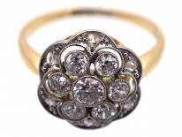 Edwardian 18ct Gold & Platinum Openwork Diamond Cluster Ring