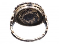 Austro-Hungarian Silver Garnet ​& Natural Pearls Cluster Ring