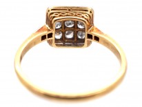 Art Deco 18ct Gold & Platinum Diamond Set Square Ring