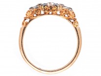 Victorian 18ct Gold Five Stone Diamond Carved Half Hoop Ring