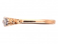 Victorian 18ct Gold Five Stone Diamond Carved Half Hoop Ring