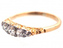 Victorian 18ct Gold Five Stone Diamond Carved Half Hoop Ring