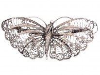 Large Silver Filigree Butterfly Brooch