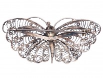 Large Silver Filigree Butterfly Brooch