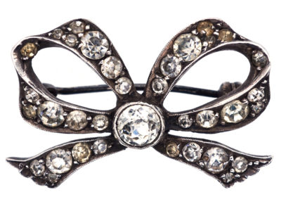 Edwardian Silver & Paste Bow Brooch