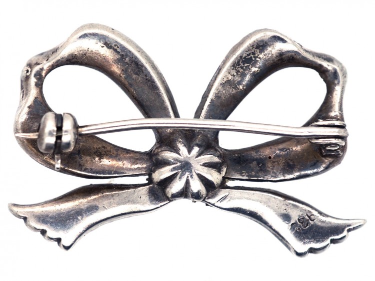 Edwardian Silver & Paste Bow Brooch