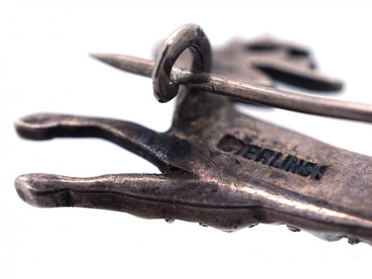 Edwardian Silver & Paste Stag Brooch