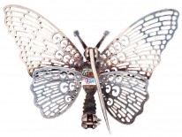 Silver Pierced Work Butterfly Brooch