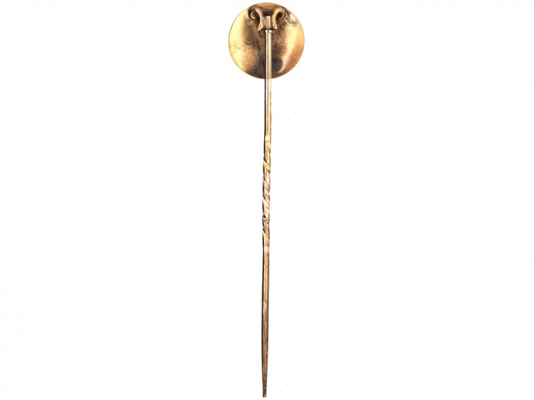 Victorian 15ct Gold , Cabochon Garnet & White Enamel Stick Pin