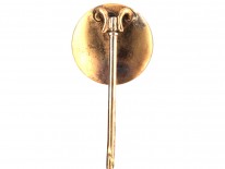 Victorian 15ct Gold , Cabochon Garnet & White Enamel Stick Pin