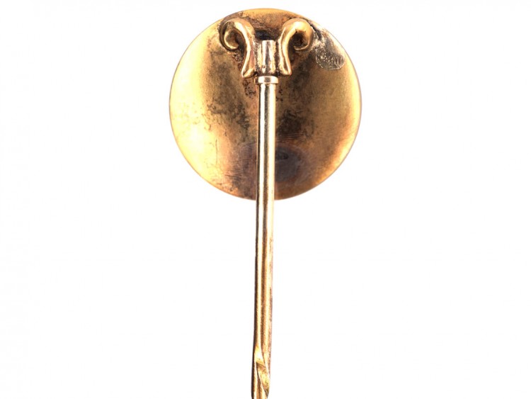 Victorian 15ct Gold , Cabochon Garnet & White Enamel Stick Pin