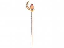 Edwardian 15ct Gold Owl in the Moon Stick Pin