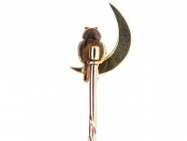 Edwardian 15ct Gold Owl in the Moon Stick Pin