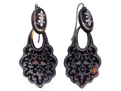 Victorian Tortoiseshell Pique Drop Earrings