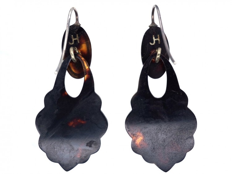 Victorian Tortoiseshell Pique Drop Earrings