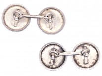 Edwardian Silver & Yellow Enamel Round Cufflinks