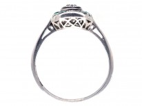 Art Deco Platinum, Emerald & Diamond Rectangular Ring