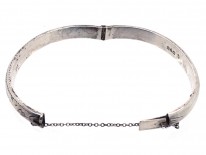 Narrow Silver Engraved Bangle