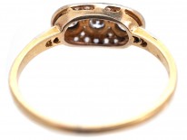 Art Deco Three Stone Diamond Ring with Rose Diamond Detail