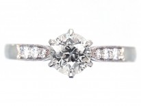 Diamond Solitaire Ring with Diamond Shoulders