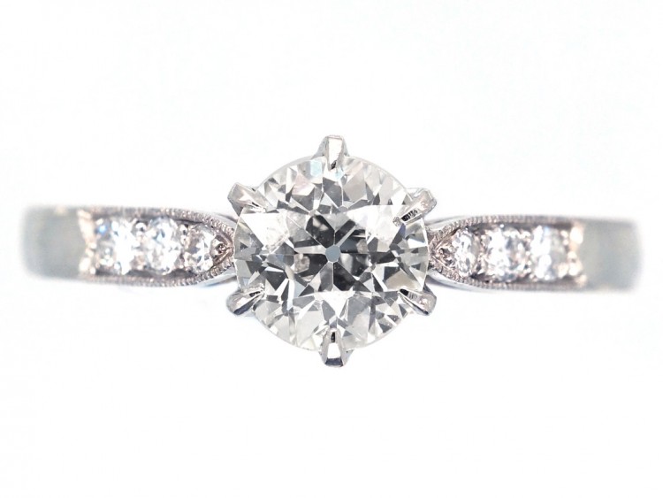 Diamond Solitaire Ring with Diamond Shoulders