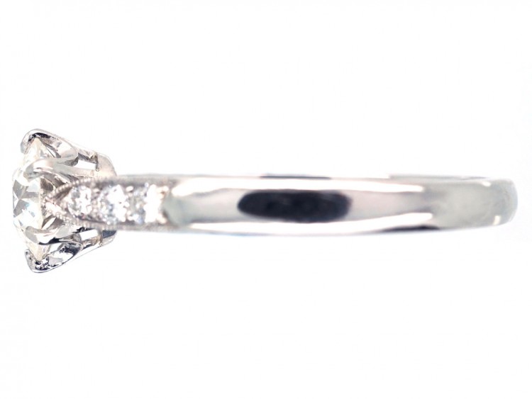Diamond Solitaire Ring with Diamond Shoulders