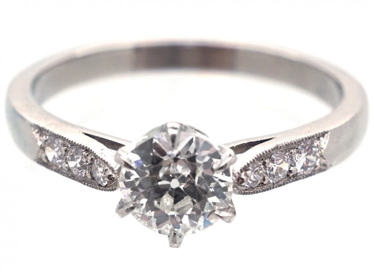 Diamond Solitaire Ring with Diamond Shoulders