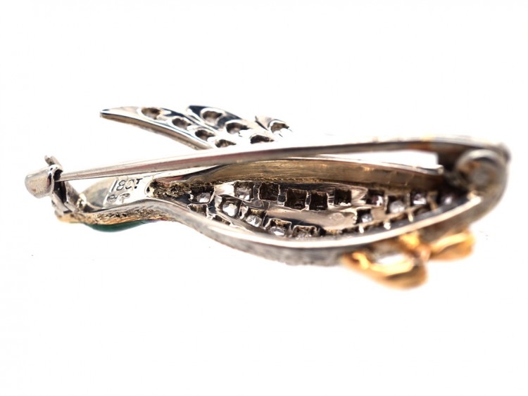 Edwardian 18ct White Gold, Diamond & Enamel Flying Duck Brooch